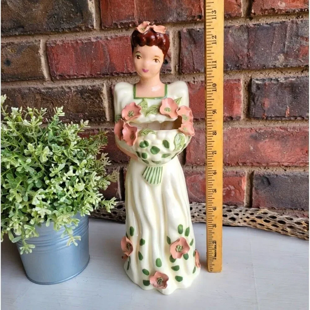 Vintage Beautiful & Rare Tall California Pottery Elegant Lady Bouquet Vase